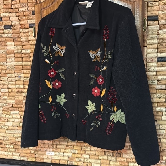 Vintage Y2K embroidered floral acrylic White Stag jacket size S - Picture 3 of 5